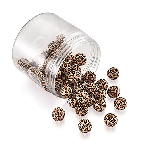 50st Gedrukt houten ronde kralen Leopard Patts 13x12mm Spacer Large Hole Losse kralen voor Macrame ambachten DIY sieraden gat:3mm