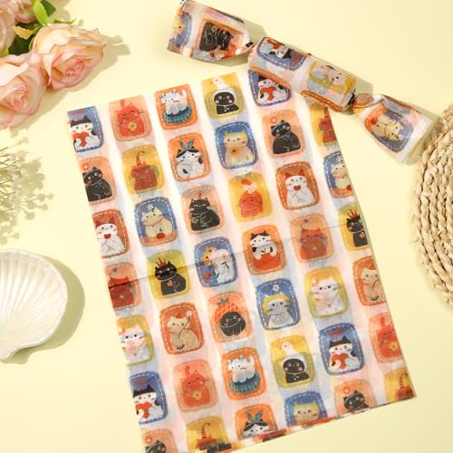 30 blad weefsel papier, 50x35cm schattig oranje kat Gedrukt cadeauverpakking Papier voor verjaardagen Baby Douches Huisdier partijen doe-het-zelvers 4