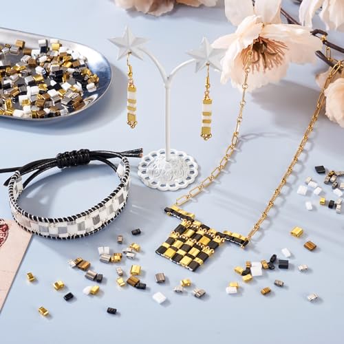 360pcs 2 Hole Half Tila Kralen 12 Style Opaque Rechthoekige Twee gaten Glazen Zaad Kralen voor Multi-streng armband ketting sieraden maken, Gat: 0,5~0,8mm 3