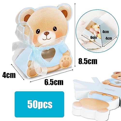 Verpakking van 50 babyberen, cadeaudoosjes, geschenkdoosjes voor gasten, babyshower, geschenkdoosje, blauw, leuke geschenkdoosjes voor gasten, doop babyshower, geschenkverpakking etc.