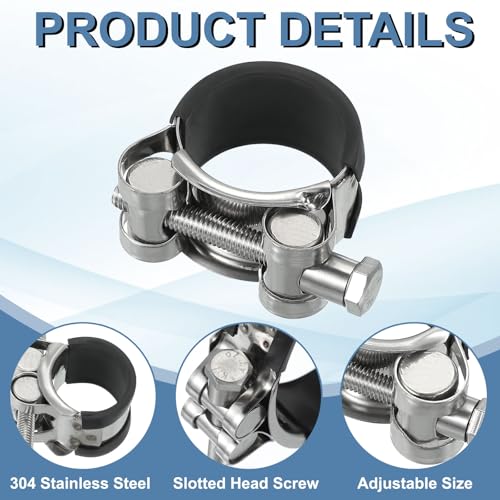 29-31mm T Bolt slang klem, 2st Rubber gevoerde Inlet Intercooler Pijpbuisklemmen 304 Roestvrij stalen Radiator slangklem voor 1.15"-1.2" buis 3