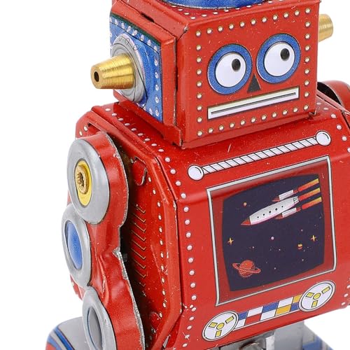 Wind Up Vintage Robot Retro Classic Clockwork Speelgoed voor Cafe Bar Restaurant (Rood) 3