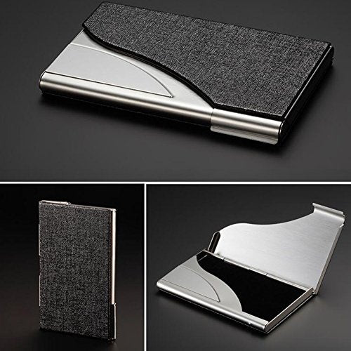 Doobeit metalen geval PU lederen visitekaartjes en roestvrij staal Business Card / Business Card houder voor mannen en vrouwen, zwart, Classic