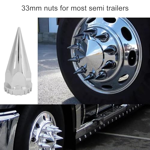 Truck Nut Covers Spiked Lug Nut Caps, 33mm Chrome Threaded Spiked Lug Nut Cover Plastic Flange Anti Rust Schroef op Wiel Nut Cap voor Trucks Trailers (40st)