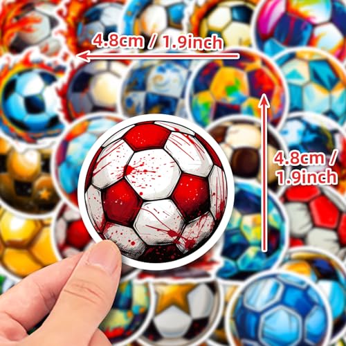 Kinder Gemengde Voetbal Sticker Set, 50 stuks, Voetbal, Waterdichte Vinyl Stickers, Laptop, Skateboard, Koffer, Helm, Auto, Fiets, Mobiele telefoon, Motorfiets, Fiets, Scrapbook, Cadeau 5