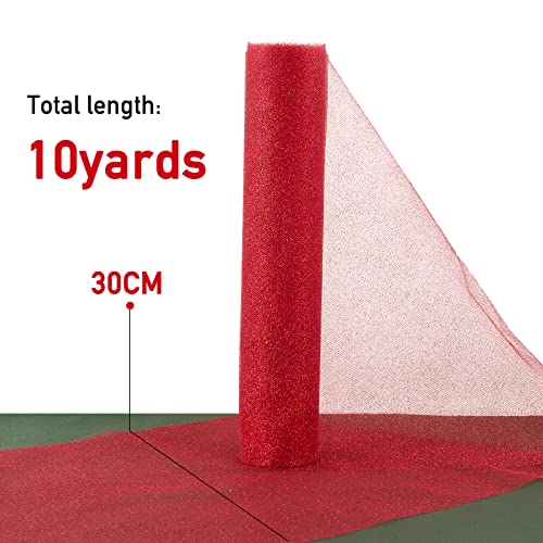 10 yards * 30cm tulle roll rood glitter lint tafel loper decoratie Kerstmis afstuderen bruiloft DIY gast geschenken snoep tutu