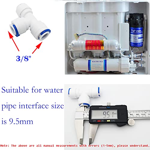 Verpakking van 8 RO-waterfilters, Push Fit Tee, voor 9,5 mm (3/8 inch) Slangen op omgekeerde Osmose systeem of koelkastfilter 3