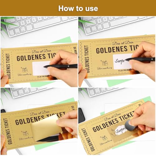 Pak van 100 Krasstickers, 60 x 40 mm, Rechthoekige Krasstickers, Zelf-Adhesive, Gratis Krasstickers, Goud voor verrassingen, Uitnodigingen, Scrapbooking, Groetkaarten, Cadeaubonnen 3