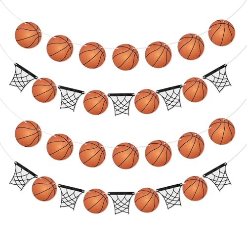 4 st. Basketbal partij Banner Set, No-DIY Basketbal party decoraties sportthema Hangers voor verjaardagsfeestjes jongens tieners muur decoratie