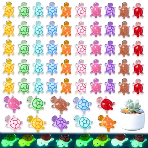 Mini Turtles Resin 50 stuks Lichtgevende Turtle Decoratie Mini figuren Kleine cijfers voor Pot Decoratie Tuin Aquarium Landschap 10 kleuren