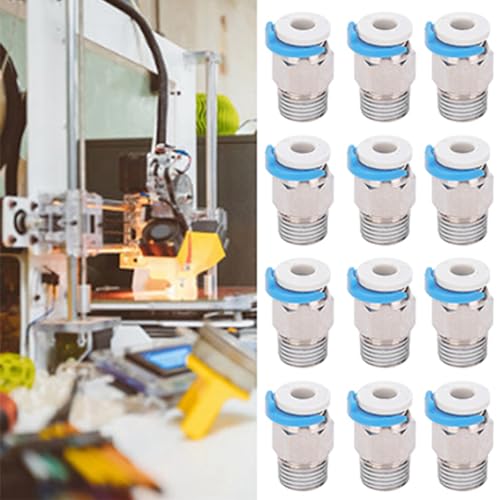 12 st pneumatische mannelijke rechte PTFE buis M10 draad duw om fittingen aan te sluiten, rechte push-in connect fittingen, extruder accessoires voor 3D printer bowerd extruder 3