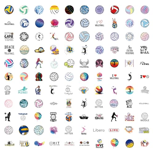 Volleybal Sticker Set, 100 stuks, Waterdichte Vinyl Stickers voor Auto, Motorfiets, Fiets, Skateboard, Snowboard, Bagage, Laptop, Koffer, Helm, Motorfiets, Motorfiets