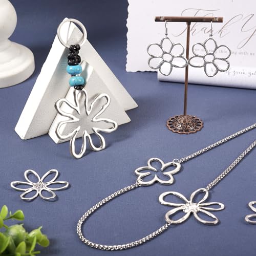 14 st verschillende bloemvorm hangers Hollow Flower Vorm Charms Hollow Flower Frame Hanger voor DIY ketting oorbellen sleutelhanger sieraden maken, Legering Staal, Legering Staal