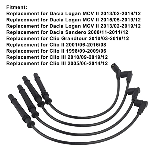 4 Stuk ontsteking Kabelset, 8200713680 Kabel voor autoontsteking 8200486877 Vervanging voor Dacia Logan MCV II 2013/02-2019/12 4