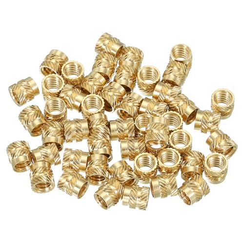 Thread Inserts 1/4 inch - 20 x 8 x 8 mm, 50 stuks messing Verwarming Inserts Vrouwelijke draad Inserts, Geribde Noten, Insert Nuts voor Plastic en
