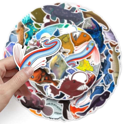 Deep Fish Stickers voor tieners en volwassenen, 50 stuks, Deep Sea Fishing, Vinyl Sticker Set, Auto, Motorfiets, Fiets, Skateboard, Snowboard, Bagage, Laptop, Koffer, Helm, Motorfiets, Computer 4