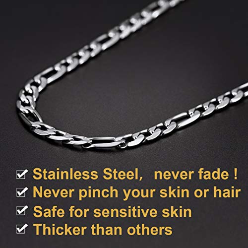 Juwelier Figaro ketting 4mm/6mm/9mm, 316L Roestvrij staal Link voor mannen en vrouwen, Hip Hop sieraden met Gift Box 36 46 51 55 61 66 71 76 76 76 CM, roestvrij staal, diamant 3