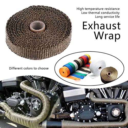 Uitlaat Heat Wrap, 5M Car Isolatie Tape Uitlaatwarmte Wrap met 4 Roestvrij stalen kabelbanden (Brown) 3