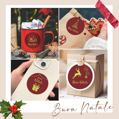 120 st. 4cm Zelfklevende Kerst Labels Ronde Kerst Stickers Gift Stickers Rode Stickers Gold Scrapbooking Vrolijk Kerstmis Rendier Bags DIY Stickers Party Christmas 5