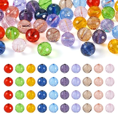 40 st Imitatie Oostenrijkse kristal kralen 10 kleuren gefacetteerde ronde transparante glazen kralen 10mm grote kralen los spacer kralen fr DIY armband sieraden maken