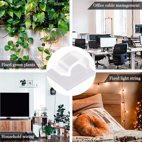 60 st. Kabelklemmen Zelfklevend Clips voor kabelbeheer Zelfklevend Kabel Tidy Wire Clips Outdoor Light Clips Cord Organisator voor Kabelbeheer Huis en Kantoor (2 kleuren) 4