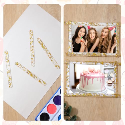 20Stuks Acryl Cake Sicle Sticks, Gold Glitter Popice Sticks, Herbruikbare Glitter Popice Mirror Ice Cream Stick voor DIY Candy Dessert Gifts Party Crafts Kunstprojecten (4.1 Inch) 5