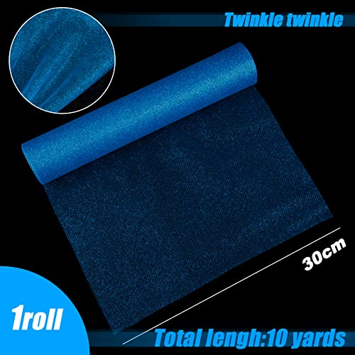9m x 30cm Tulle Roll Blue Glitter Ribbon Tafel Runner Decoratie Partij Geboorte, Doop, Verjaardag, Carnaval, Gasten Cadeaus Confect Tutu DIY