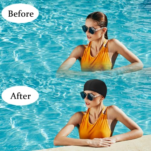 3 stuks Elastische Zwemcaps, Zwemmen Stretchy Non Slip Zwemcap Unisex Zwemcaps Lichtgewicht Zwemcaps Waterdichte Elastische Zwemcaps voor lange en korte haar kinderen Zwemmen 4