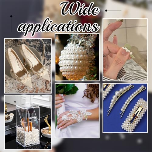 Ca. 2050 Stuks Geen Hole Kralen Assorted Kralen Rond Gepolijst Losse Kralen voor Nail Art Scrapbook voor Vases DIY Decoratie Beige Diameter 3-9,5mm 4