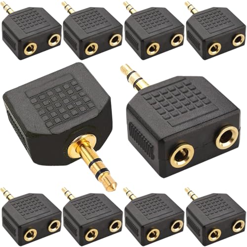10 stuks 3,5mm hoofdtelefoon Y Splitter 1 man tot 2 vrouw, 3,5mm 1/8 inch Man tot Dual Female Stereo Jack Adapter Converter, voor mediaspelers en audioapparaten met 3,5 mm Jack