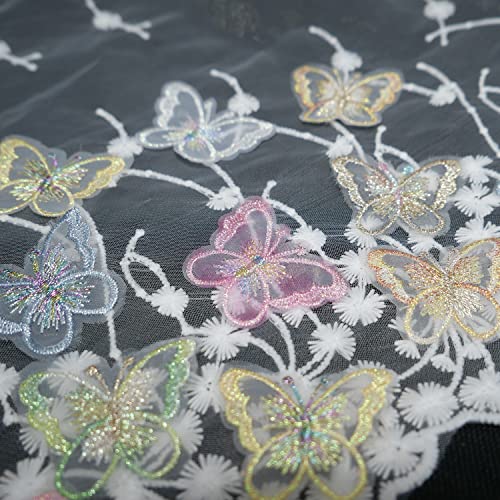 20 stuks Lace Organza Borduurwerk Vlinder Toepassing Patches Appliqué Patches voor Naaien, Geborduurd Ambachten en Verfraaien, Kleding, Gordijn, Tafelkleed, Zakken, Sjaal, Gemengde Kleuren