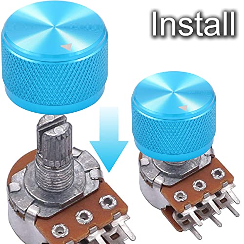 Blue Aluminium Rotary 4 Piece Electronic Control Potentiometer Knob voor 6mm Diameter Axis Volume Knobs, Audioknop, Elektrische Gitaarknoppen, Switch Knob 5