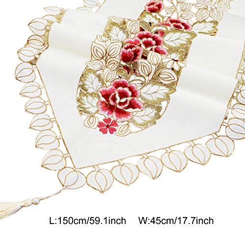 Borduren Tafel Runner, Bloem Hollow Decoratief Tafel Runner Dining Tafelhoes en Runner (40x130cm)