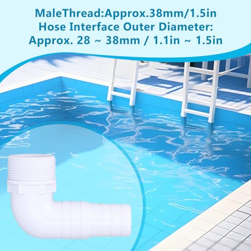 Elbow Adapter Connector, 3Scs 90 Degree Pool Pump Fittings, Geschikte vervanging voor Pool Pump Filter Skimmer Compatibel met SPX1105Z3 SPX1105Z4 SPX1091Z7