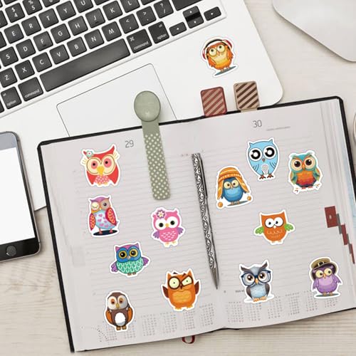 60 st Uil Stickers voor kinderen, leuke uilen Laptop Stickers Stickers Telefoon geval voor kinderen Volwassenen Tieners Uil esthetische Stickers voor waterfles telefoon Bagage Skateboard 5