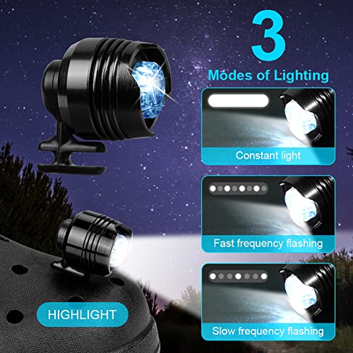 2 Pack Schoenen Licht Accessoires voor schoenen met 3 lichtmodi, schoenen Decoraties Kleine schoenen Ornamenten Licht in het donker, voor wandelen, Camping, Grappig Cadeau, Legering +ABS 3