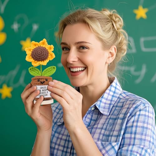 Italiaanse leraar geschenken Zonnebloem haak pop met Graze Card per AVERMI AIUTATO A CRESCERE 11 x 5 cm 4