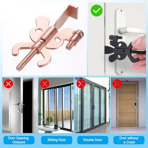 Draagbaar veiligheidsterrein, 2-pack verstelbare vakantiehuizen met opbergtas voor betere veiligheid voor reizen, hotel, huisappartement, roségoud 5