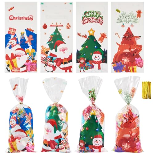 40 stuks Kersttassen 27.5x12.5cm Candy Cookies Snacks Pakket Tassen Kerstverpakking Tassen Zakjes Snowman Thema Tassen voor Kerstcadeaus Kerstcadeaus Party Favor