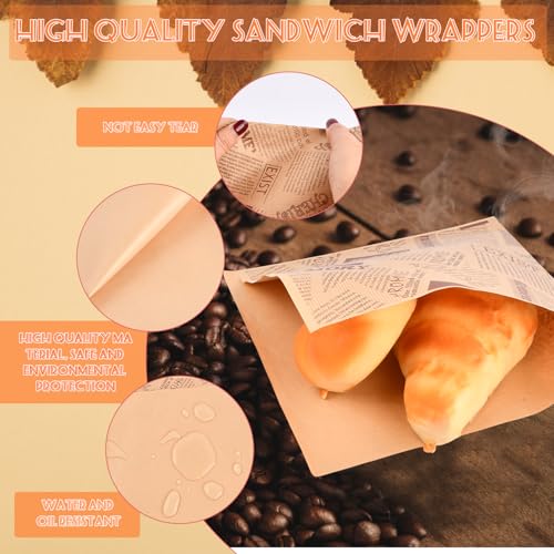 Voedingsverpakking Papier, 200 vellen Papier voor Burgers, 15 x 15 cm, Papier Roll Bag voor Sandwiches, Fries, Burgers (A 15 x 15 cm, 200 stuks) 3