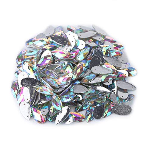 200st Flat Back AB Acrylhars Crystal met Hole Drop Naaiknop, Ambacht Vijf stijlen van keuze Waterdruppels Coloful 4