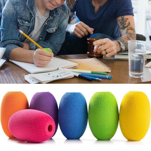 CENPNK 6 stuks Potlood Grips, Egg Pen Potloodhouder Handschrift Grips Pen Stylus Foam Grips Schrijfhulp Zachte Cushioned Foam voor Handschrift Tekening Preschool Supplies 5