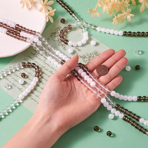 Transparante Glazen Kralen 5 Strands 8mm Cracking Glass Ronde Kralen Crystal Glas Losse Kralen voor DIY ambachten armbanden Sieraden maken 5