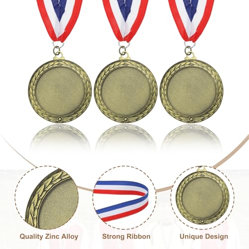 Award Medal, 1st Prize Medal Winner Award met Neck Ribbon voor wedstrijden Sport Games Spelling Bees, 3 Inch Wide, Gold 3