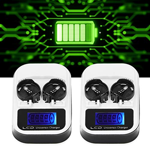 LCD-knop batterijlader 2Pcs LIR2016 LIR2025 ML2016 ML2032 CR2032 EU-plug 100 tot 240V 5