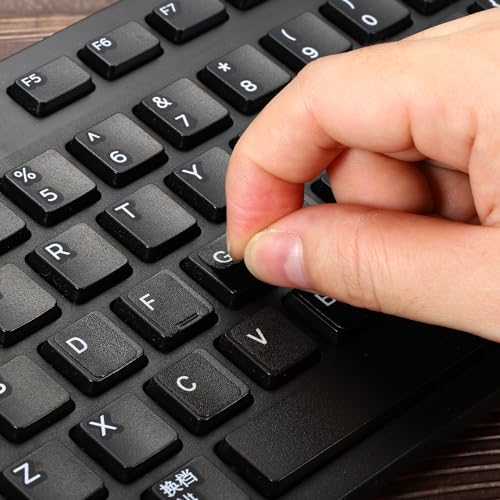 Duitse Keyboard Layout Stickers, 4 Pack Universele Keyboard Vervangingshoes voor notebook Desktop Computer, Zwarte achtergrond White Lettering 4