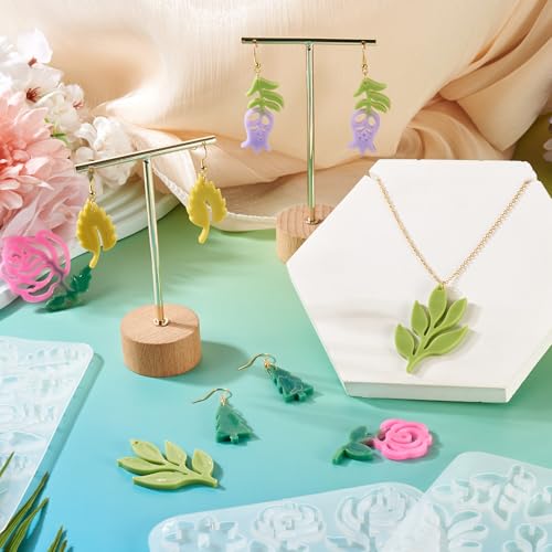 4Pcs Bloem Hars Mallen Blad Siliconen Mallen Kerstbomen Epoxy Hars Gieten Mallen Voor Diy Craft Hangers Sieraden Maken