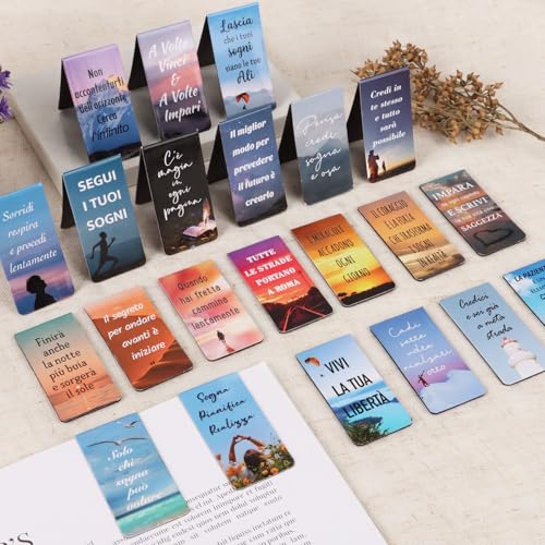 24 stuks magnetische bladwijzers met motivationele zinnen, Italiaanse bladwijzers, speciale gave, feest, kinderen, vriendin, collega, leraar voor Kerstmis, verjaardag, afstuderen, zijaanwijzers 3