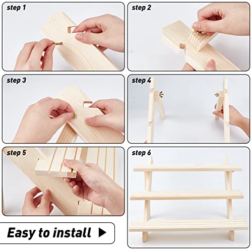 3-Tier Log Retail Oorbellen Display Riser, oorbellen Ring houder Verwijderbare Onafgewerkt Hout Retail sieraden kaart display Stand met Groove voor ambachten sieraden opslag display collectie, 39 x 40 x 3