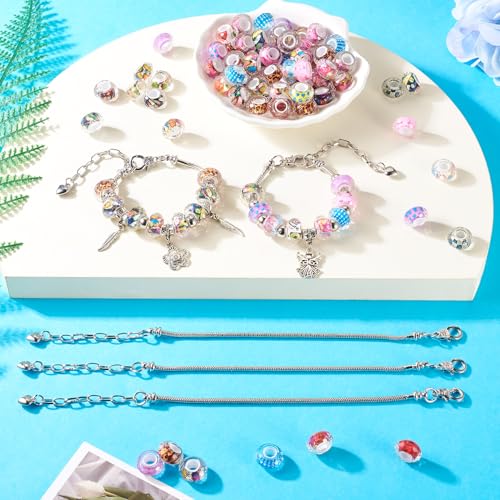 Europese armbanden maken kits rondelle hars groot gat kralen met roodvrij stalen armbanden patroon rondelle Europese spacer kralen bulk voor meisjes vrouwen doe-het-zelf armband sieraden